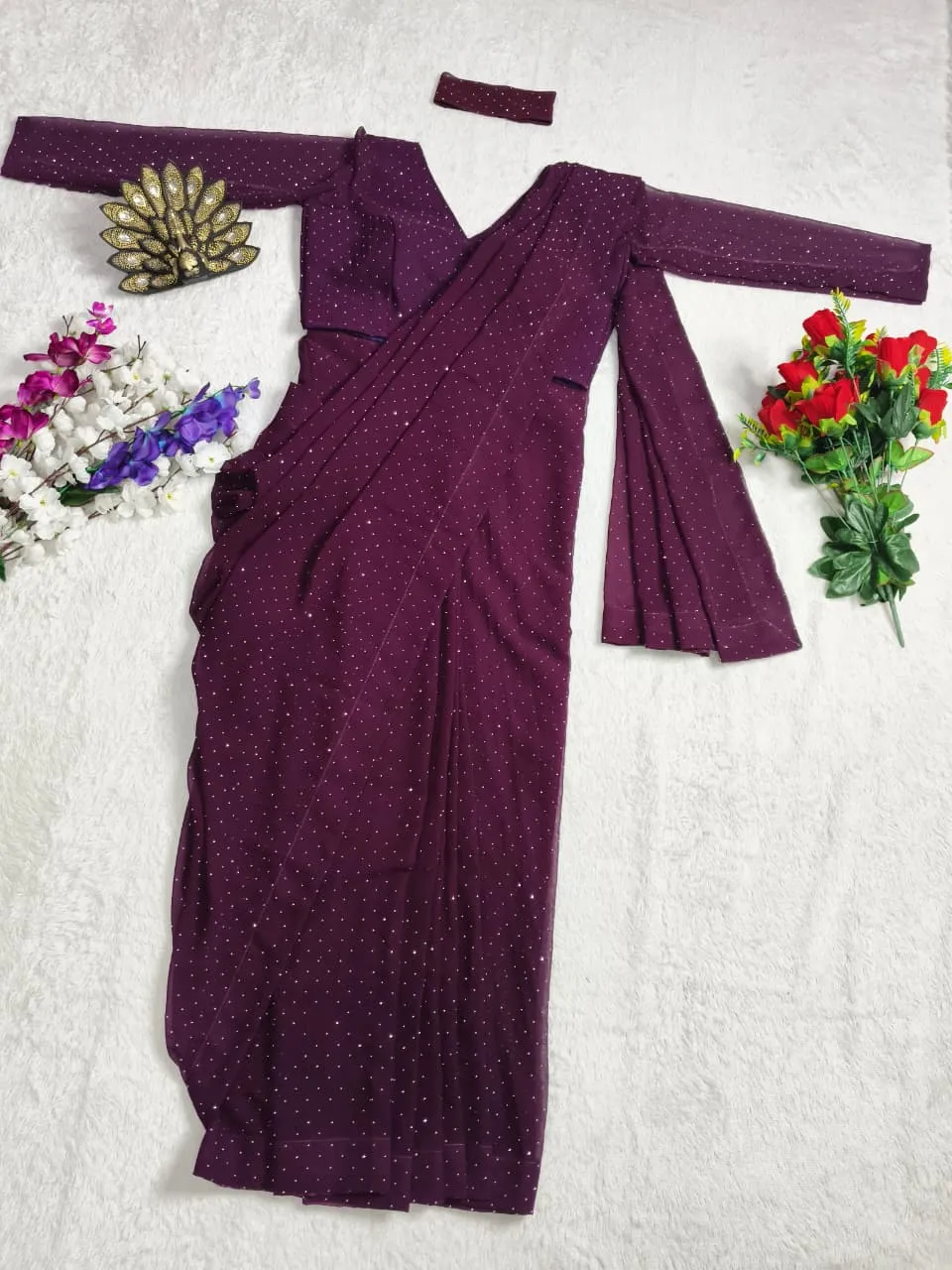 Ready to Wear Shinning Purple Saree