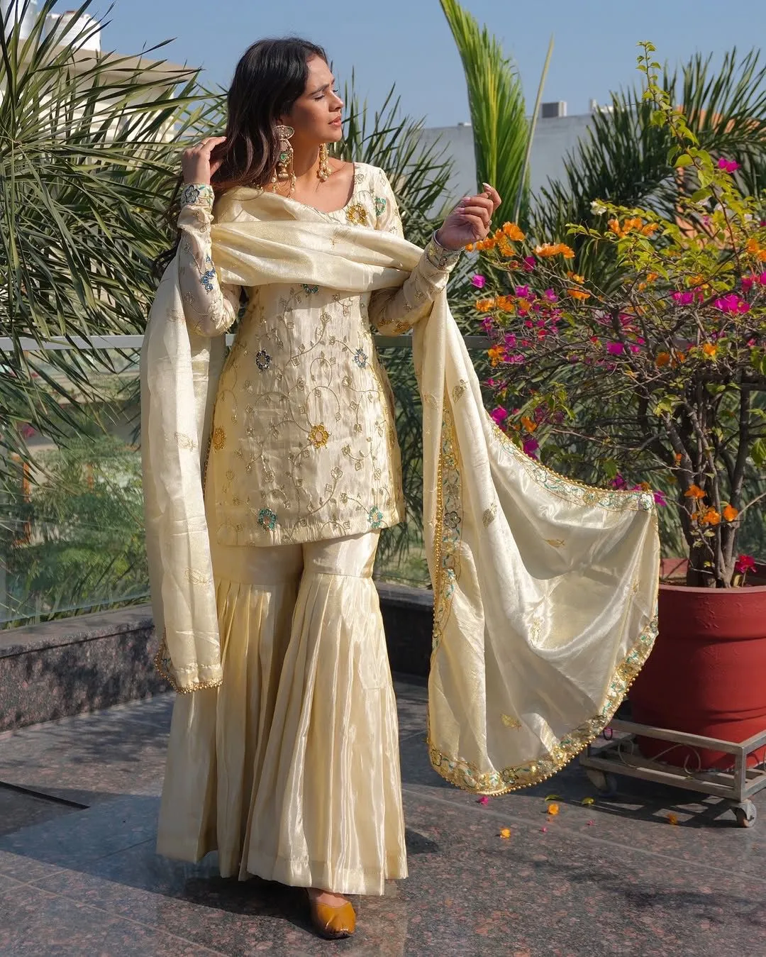 Readymade Cream Shararat Suit for Women
