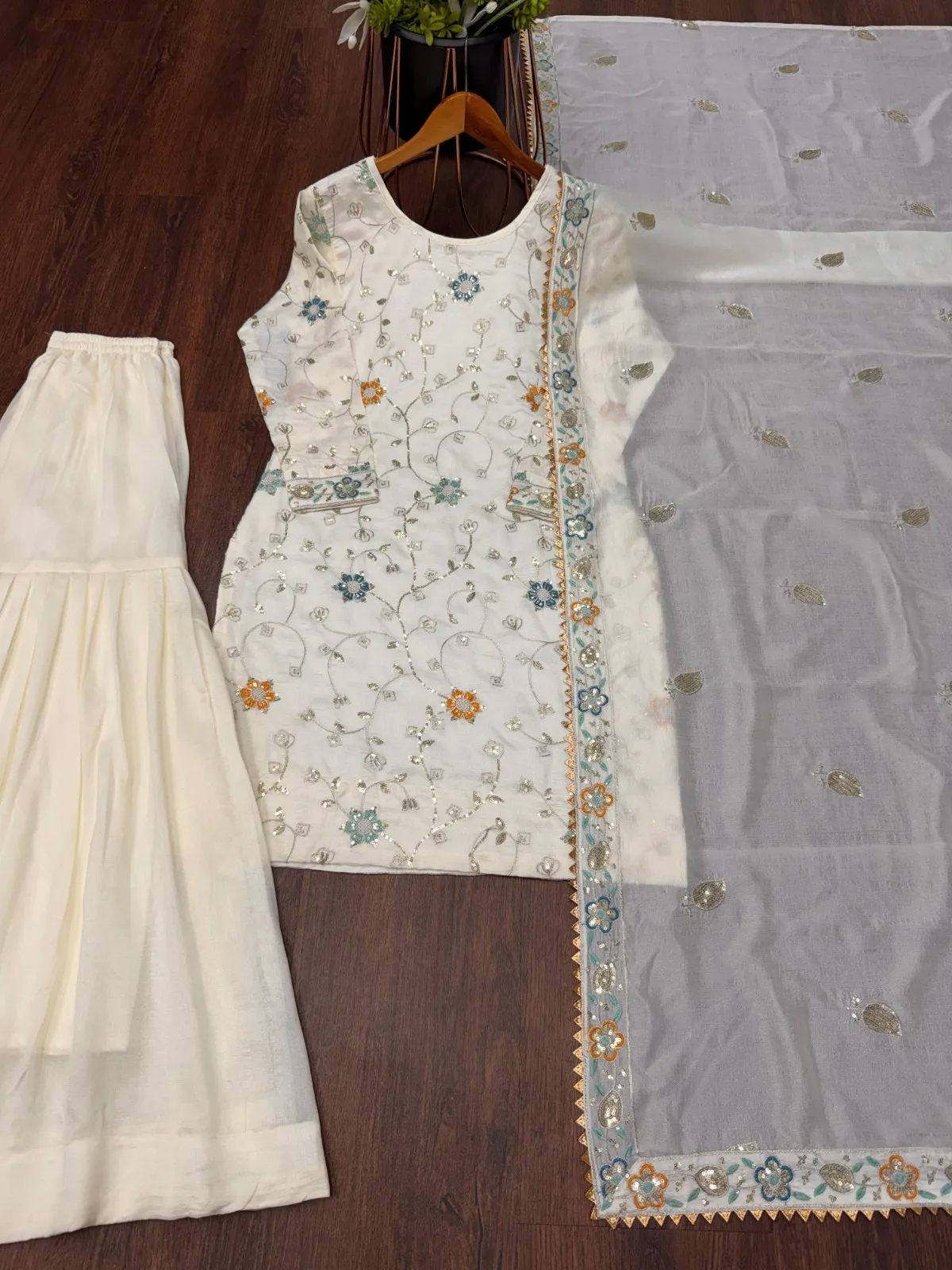 Readymade Cream Shararat Suit for Women - Image 2