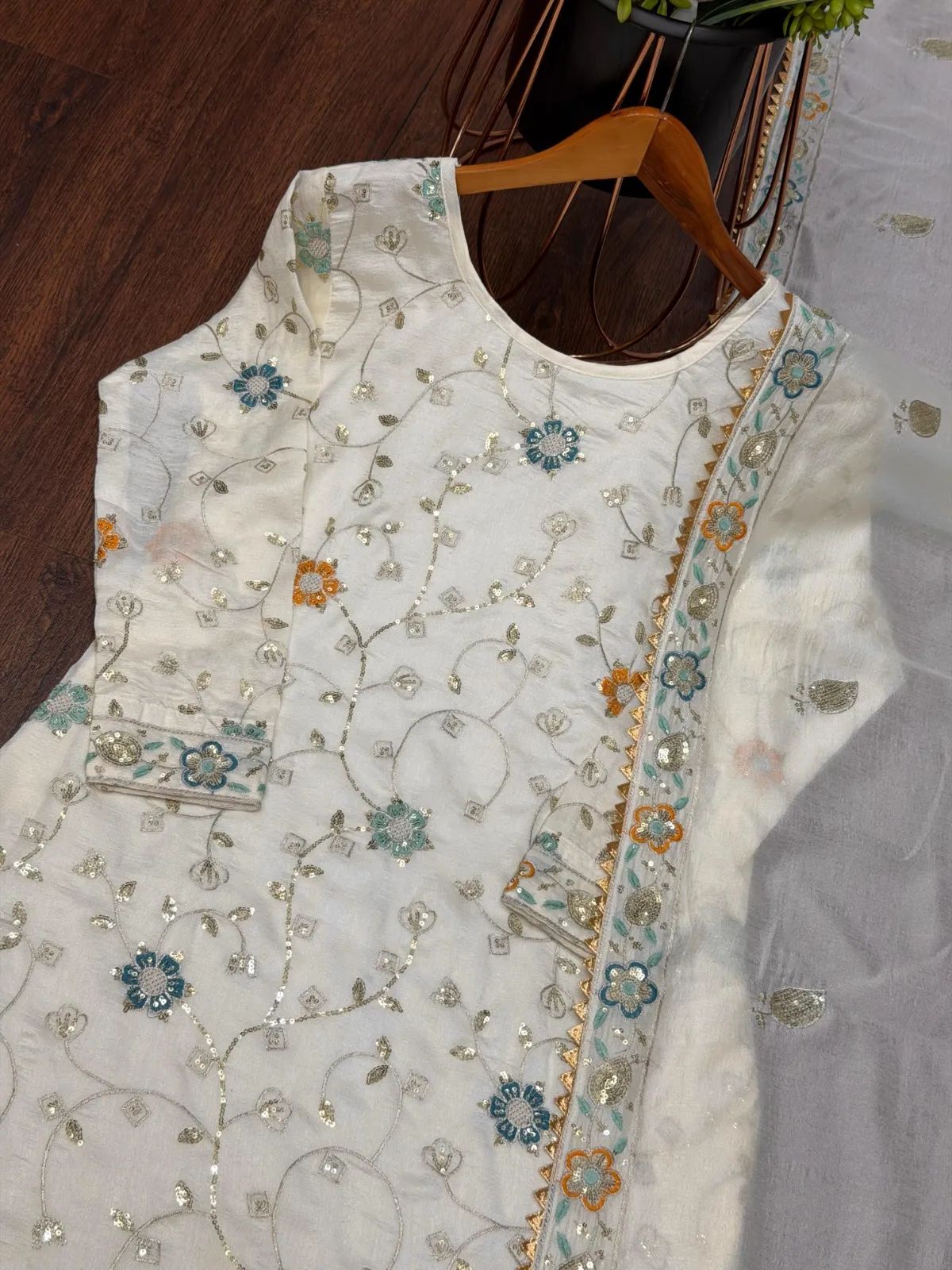 Readymade Cream Shararat Suit for Women - Image 4