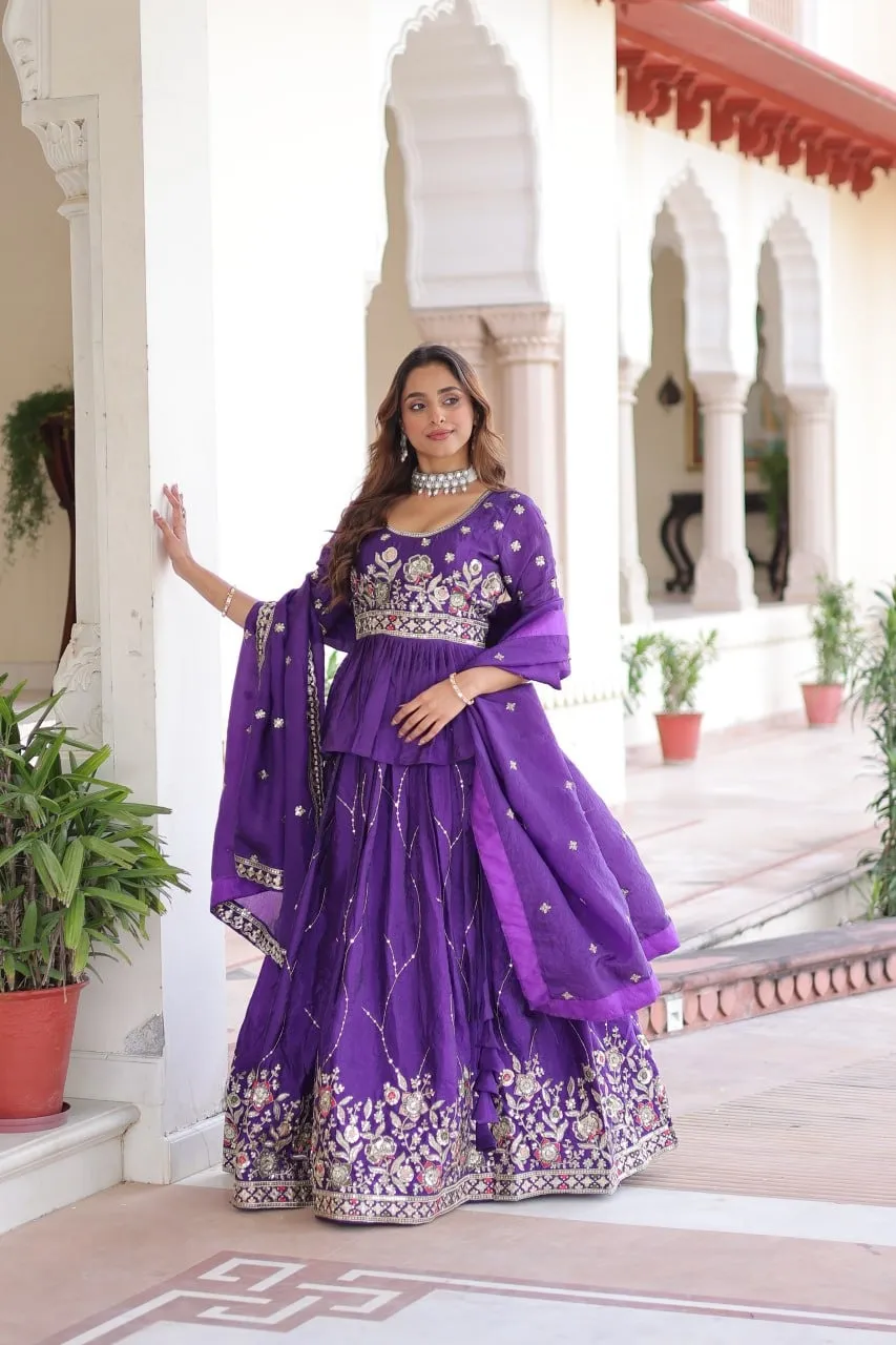 Reception Special Readymade Long Choli Lehenga - Image 3