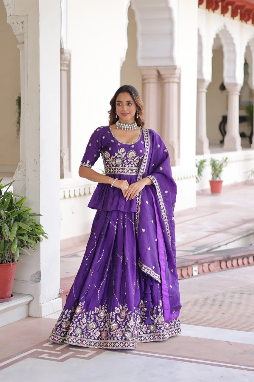 Reception Special Readymade Long Choli Lehenga - Image 4