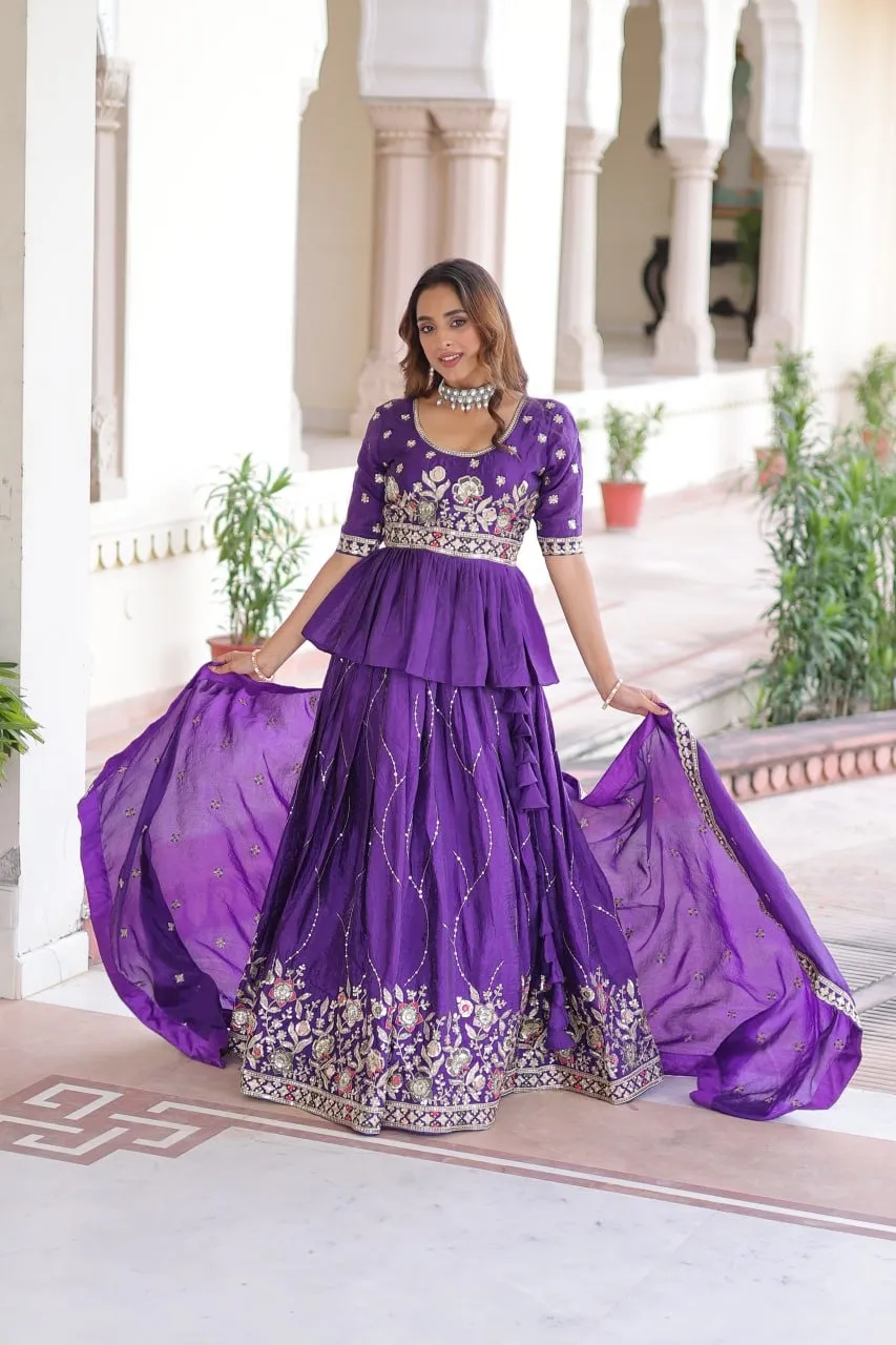 Reception Special Readymade Long Choli Lehenga - Image 5