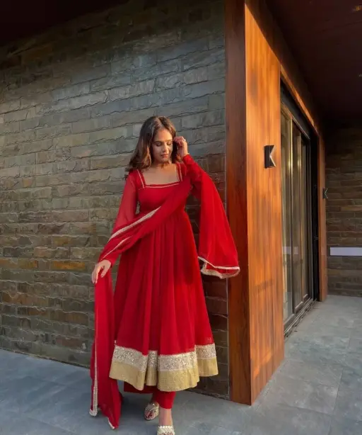 Red Wedding Anarkali Ethnic suit