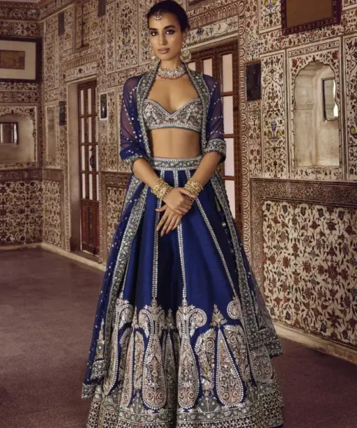 Royal Blue Lehenga Choli for Brother Wedding