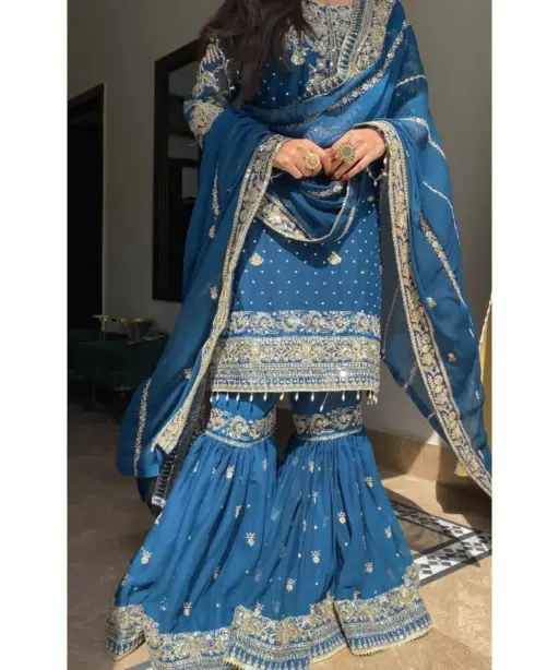 Royal Blue Pakistani Garara Dress