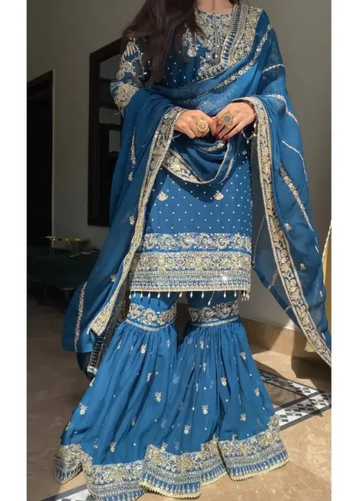 Royal Blue Pakistani Garara Dress