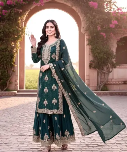 Sea Green Pakistani Plazzo for Eid