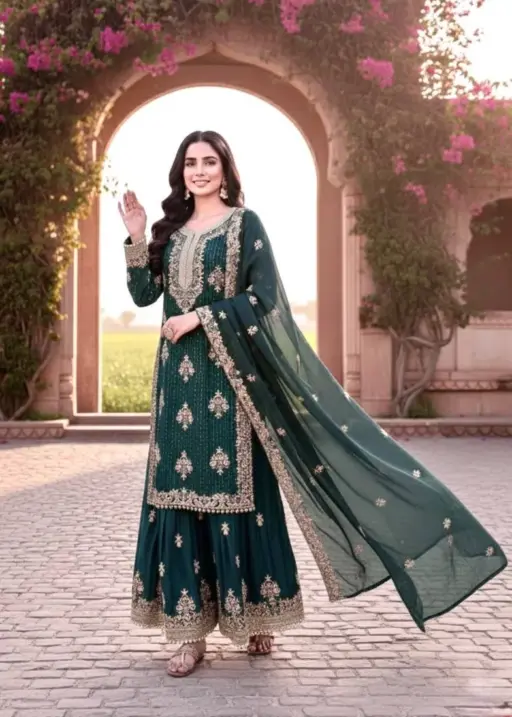 Sea Green Pakistani Plazzo for Eid