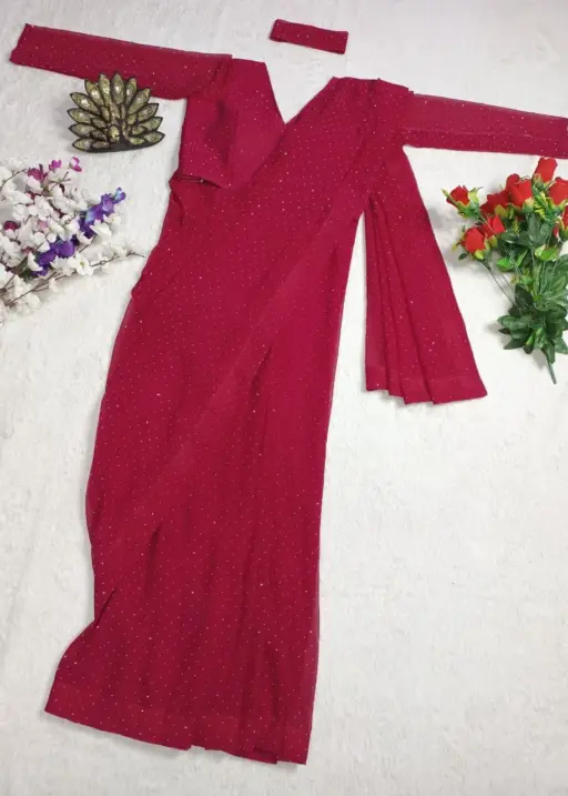 Shining Readymade Red Saree