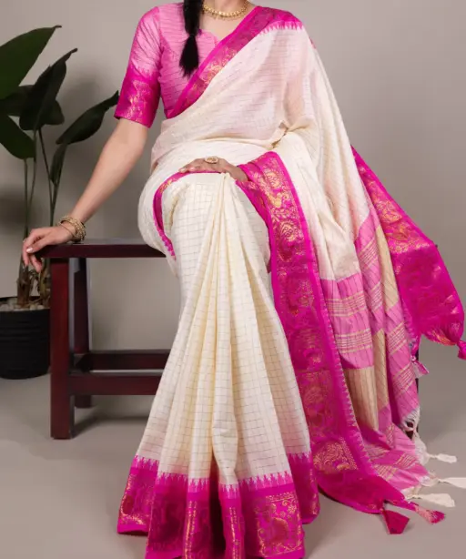 South Special Cotton chex Saree