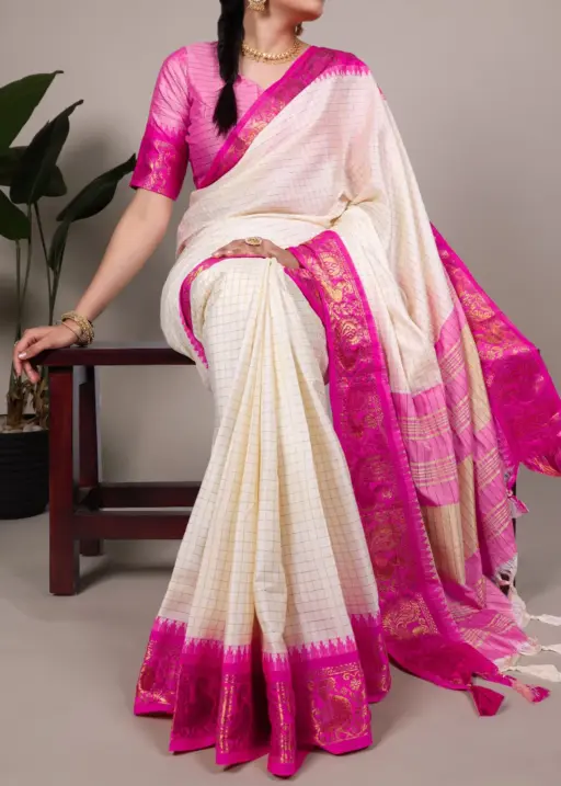 South Special Cotton chex Saree