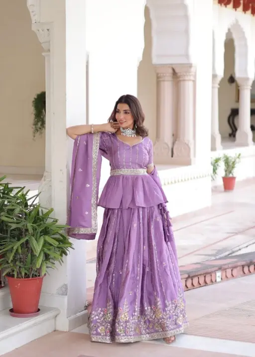 Wedding Guest Special Long Blouse Lehenga