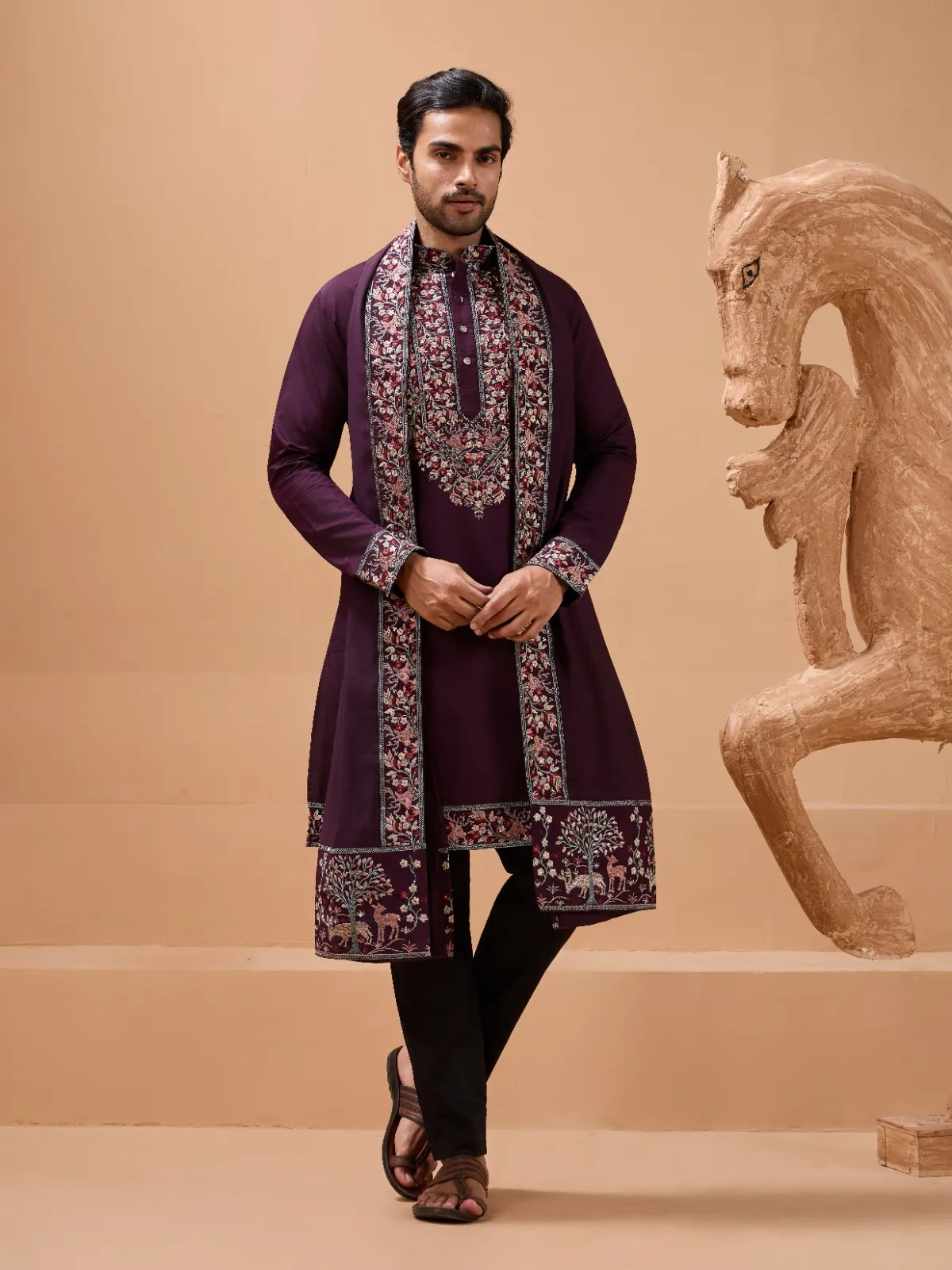 Wedding Special Mens Ethnic Kurta with Dupatta