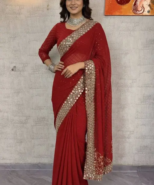 Wedding Special Red 1 Min Saree