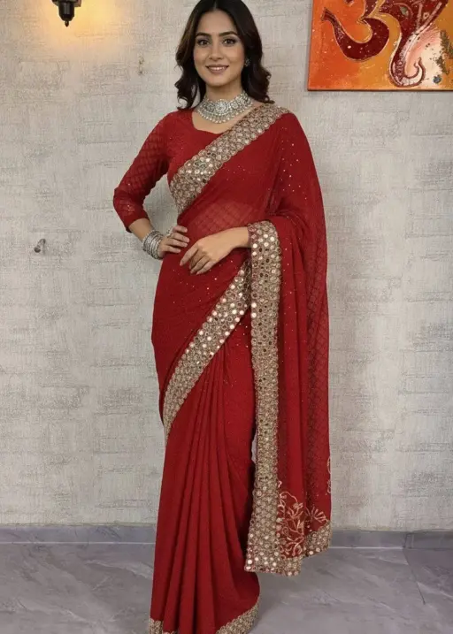 Wedding Special Red 1 Min Saree