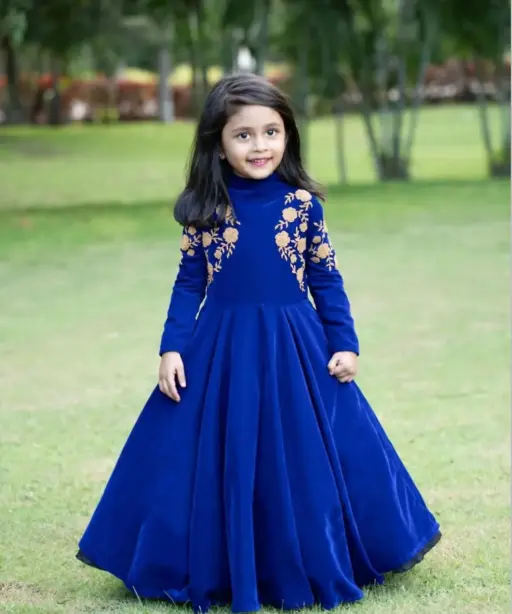Winter Wedding Wear Velvet Gown for Small Girls