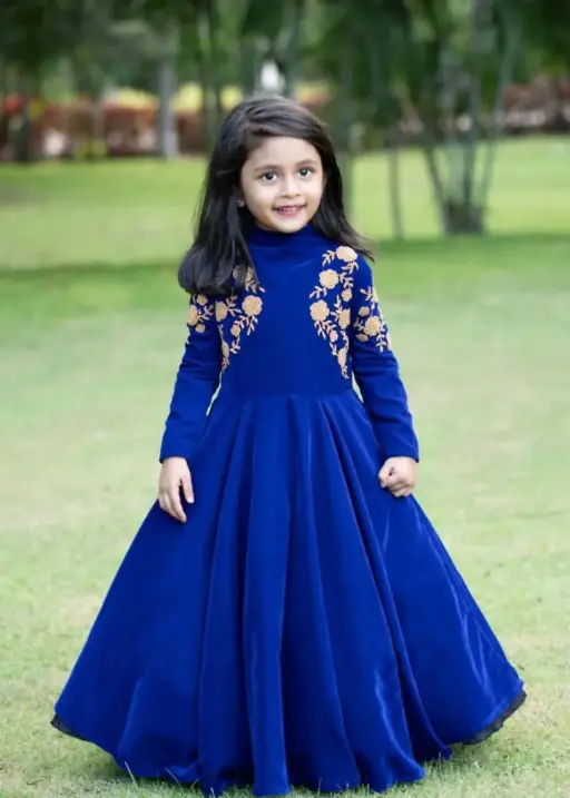 Winter Wedding Wear Velvet Gown for Small Girls