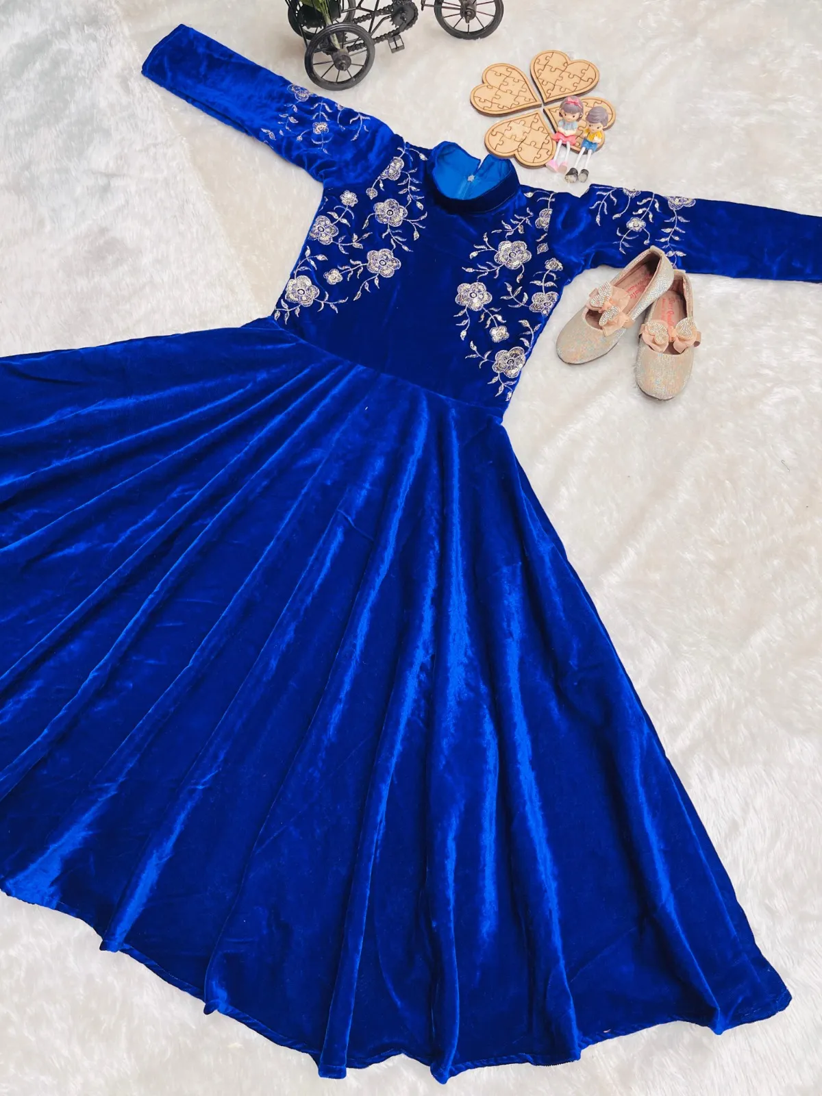 Winter Wedding Wear Velvet Gown for Small Girls - Image 2