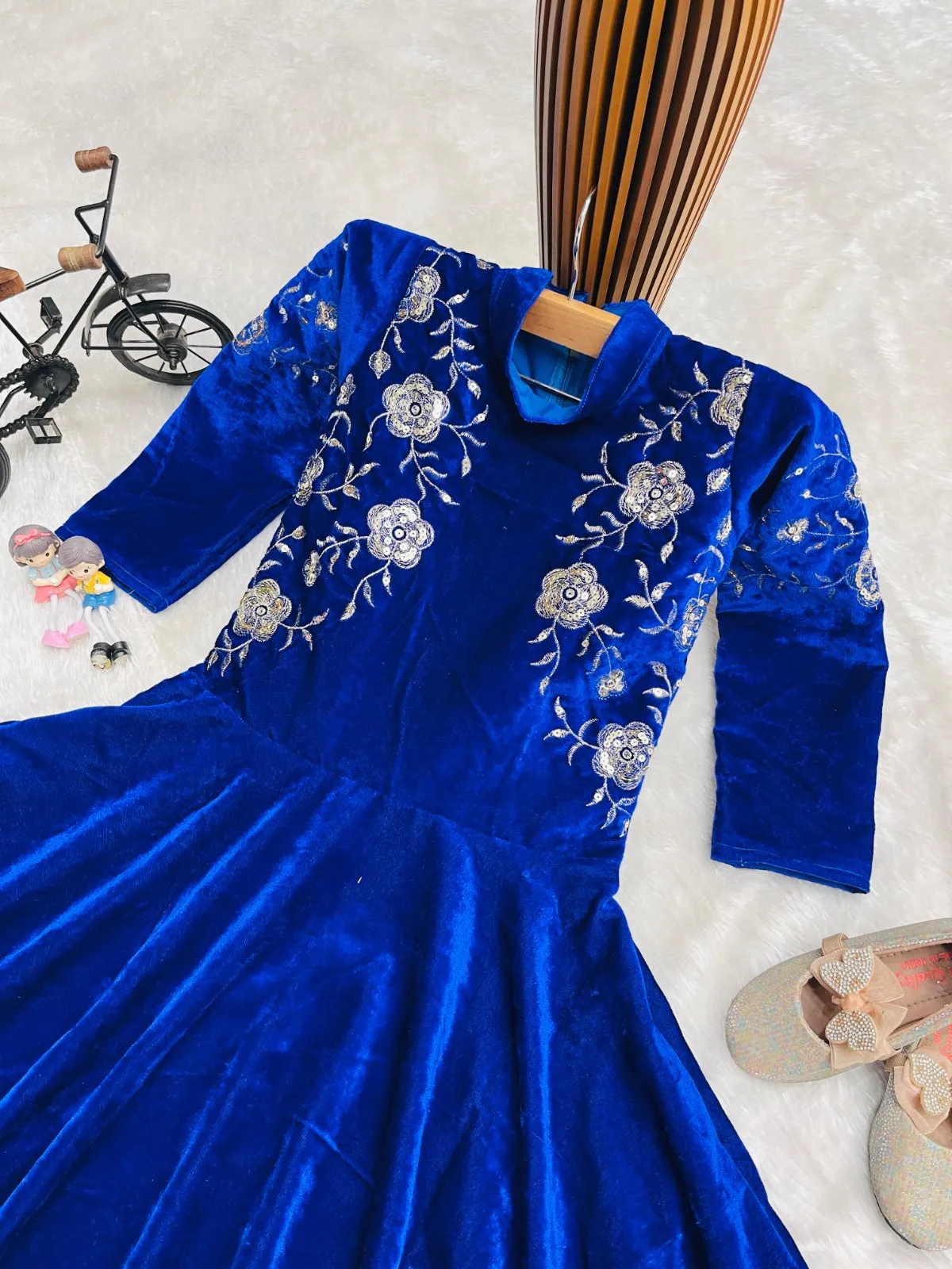 Winter Wedding Wear Velvet Gown for Small Girls - Image 4