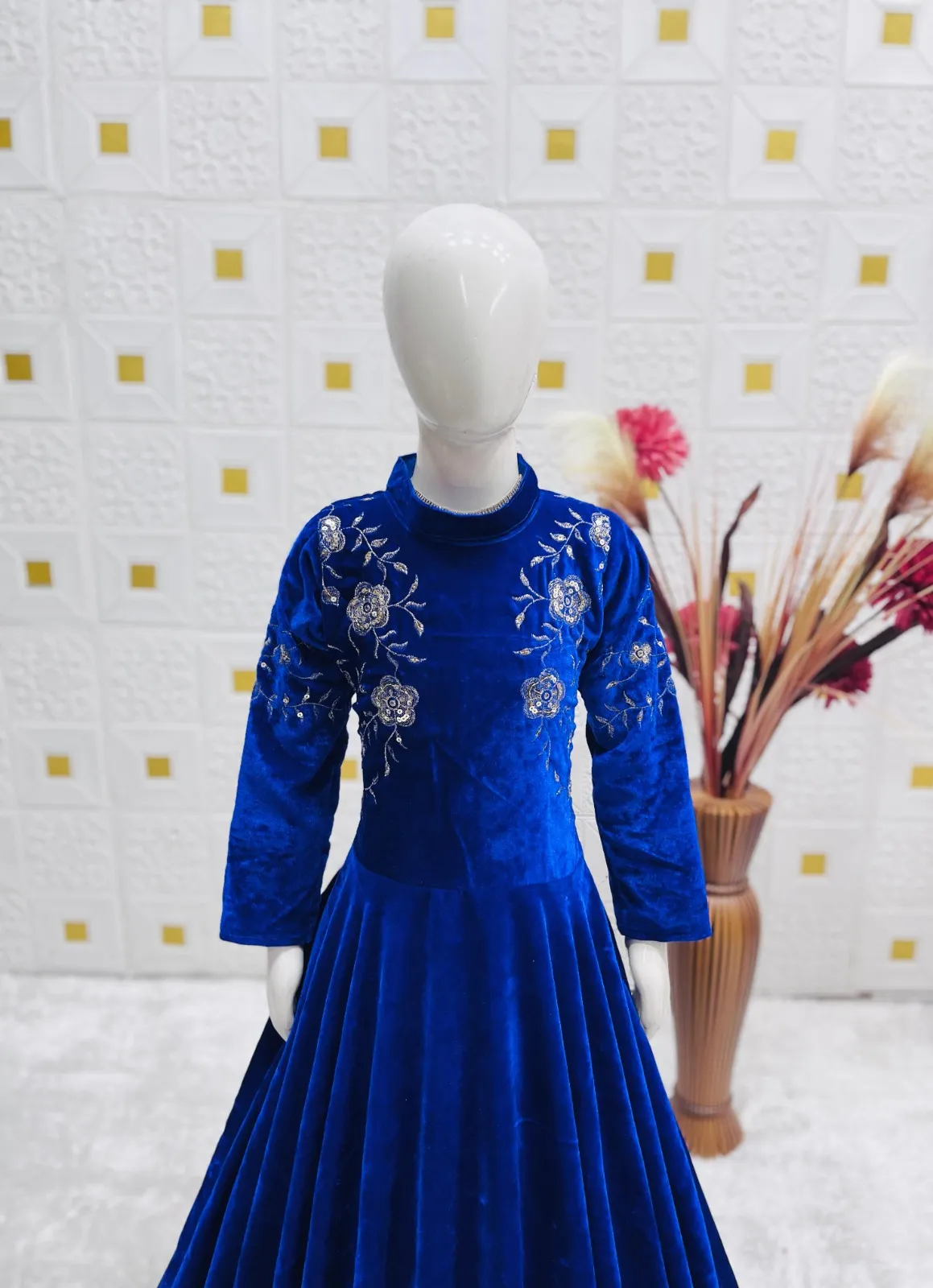Winter Wedding Wear Velvet Gown for Small Girls - Image 5