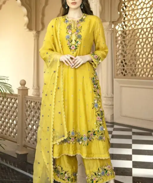 Yellow Sharara Dress for Haldi Ceremony