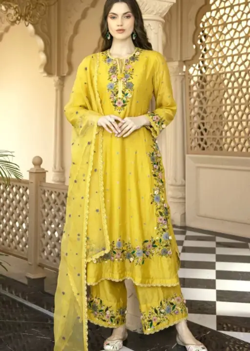 Yellow Sharara Dress for Haldi Ceremony
