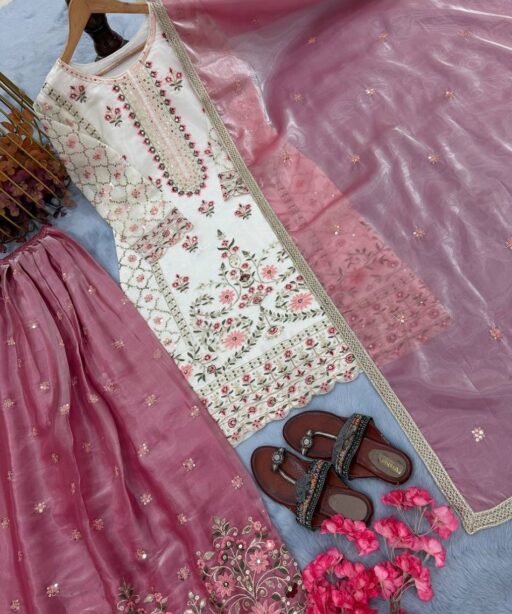 White Contrast Women Pakistani Readymade Dress