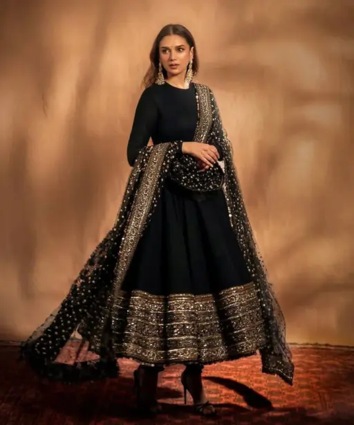 Aditi Roy Hadri Inspired Black Anarkali Dress