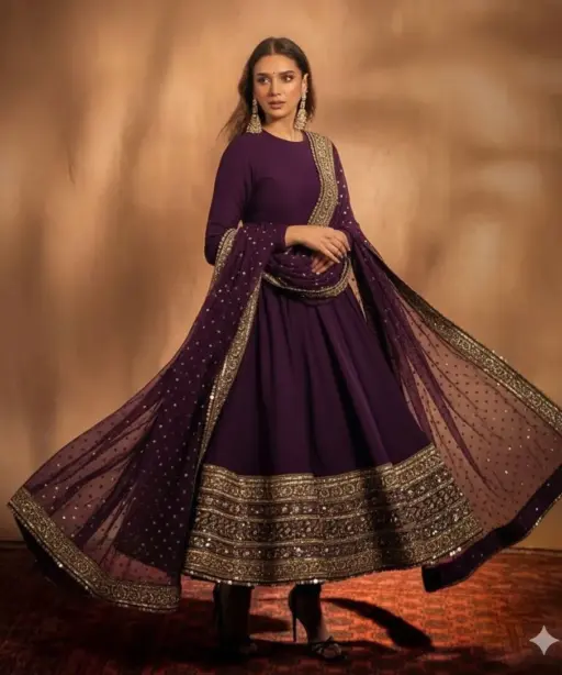 Aditi Roy Hadri Inspired Purple Anarkali Dress