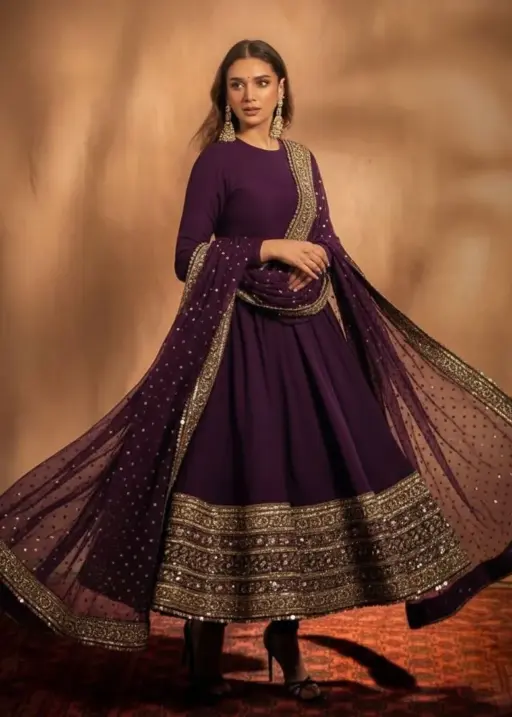 Aditi Roy Hadri Inspired Purple Anarkali Dress