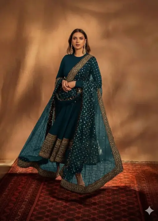 Aditi Roy Hadri Inspired Sea Green Anarkali Dress