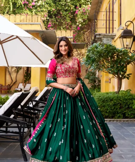 Beautiful Contrast Lehenga with Blouse for Wedding