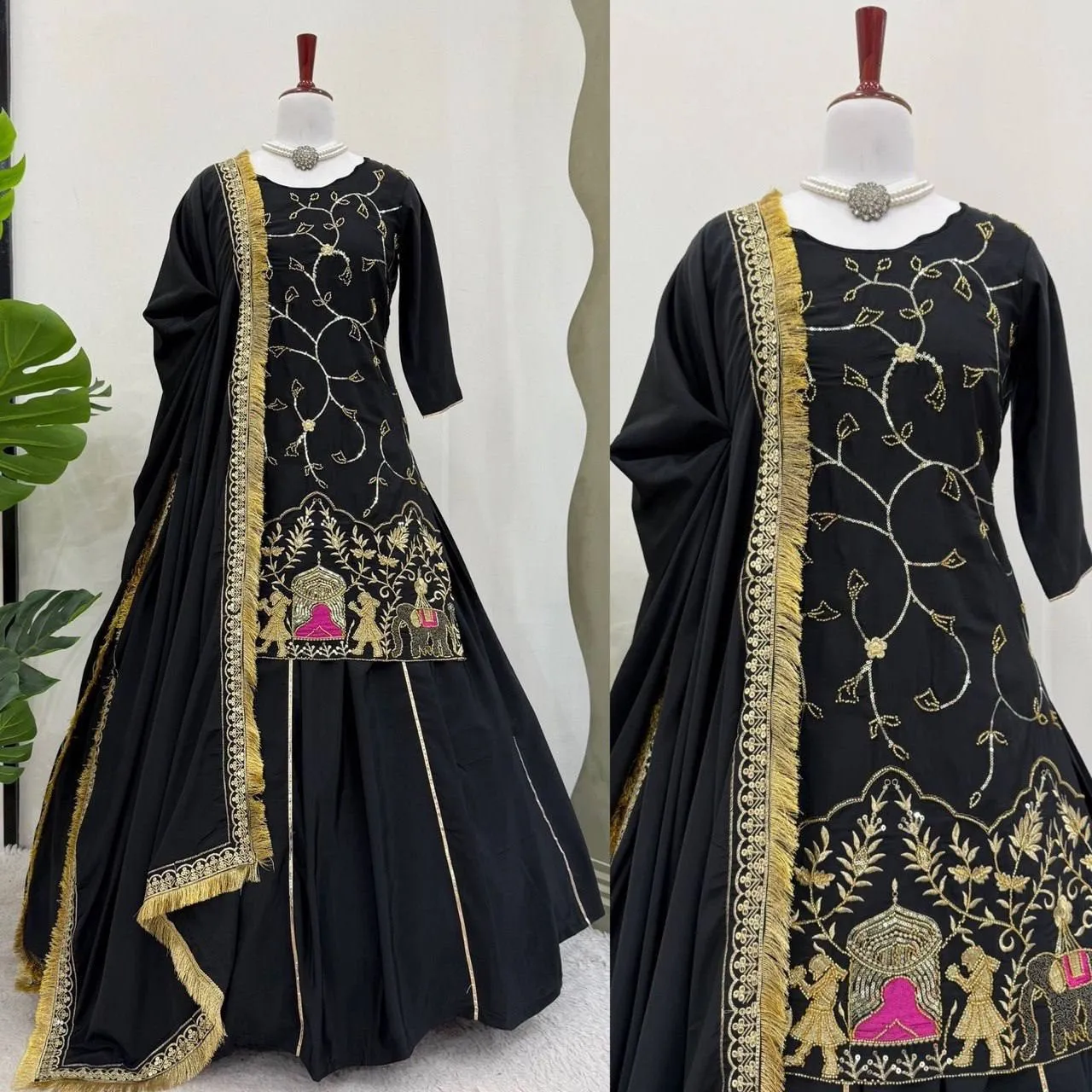 Black Embroidery Lehenga Suit - Image 3