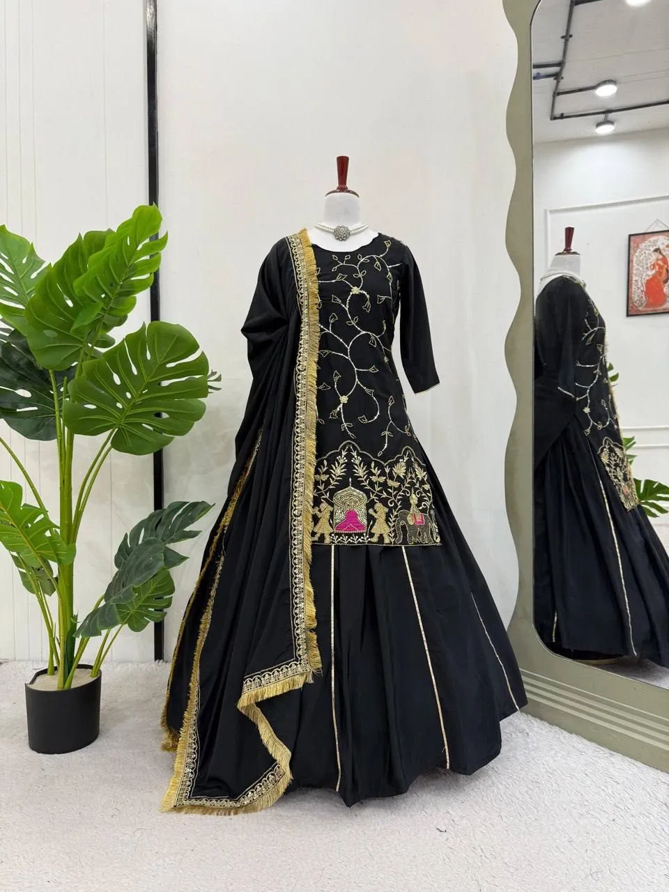 Black Embroidery Lehenga Suit - Image 4