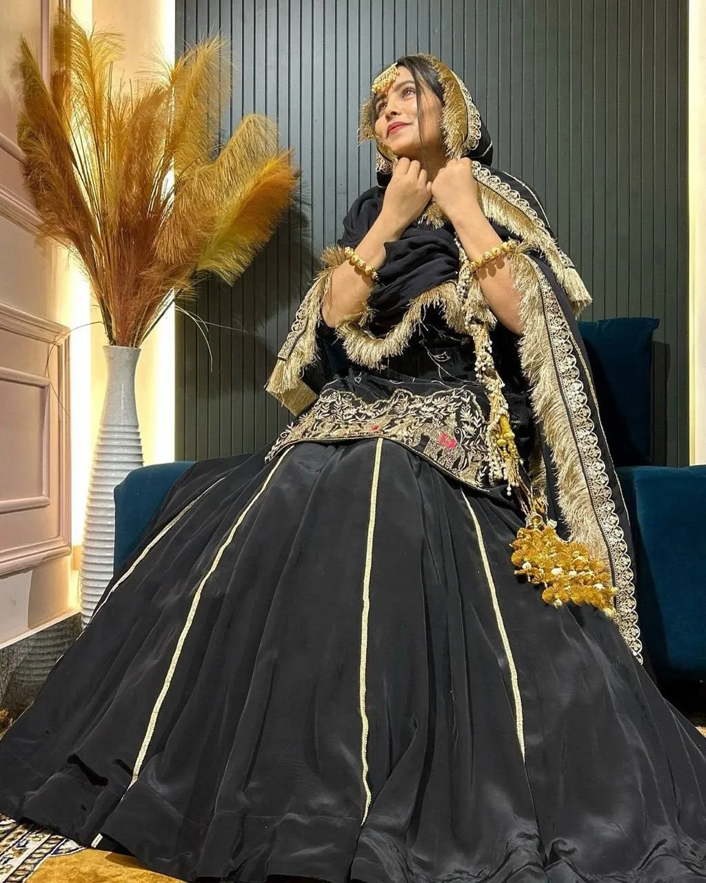 Black Embroidery Lehenga Suit - Image 5