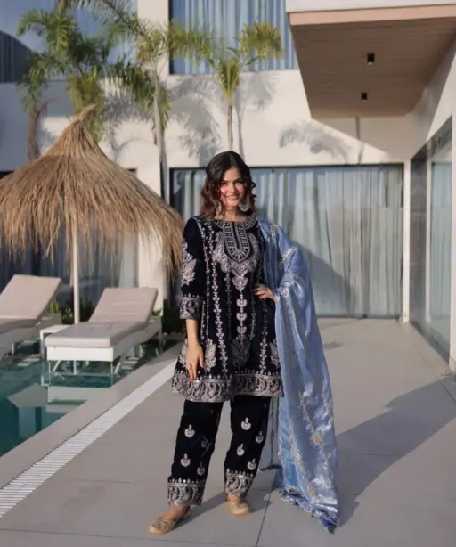 Buy Flower Embroidery Mirror Saree