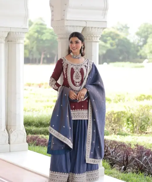 Contrast Short Shirt Plazzo Pakistani Dress for Eid