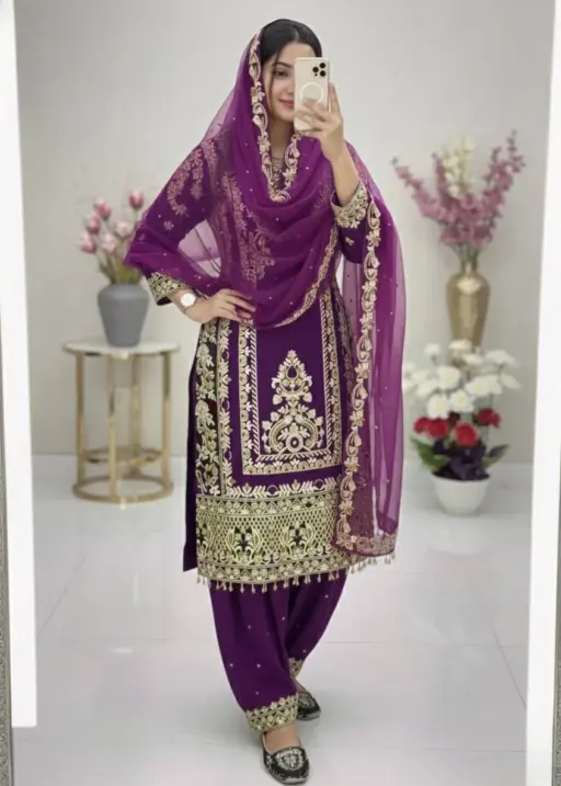 Eid Special Purple Embroidery Dress | Readymade Suits