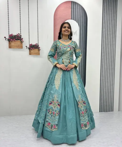 Festive Special Shrug Style Embroidery Lehenga