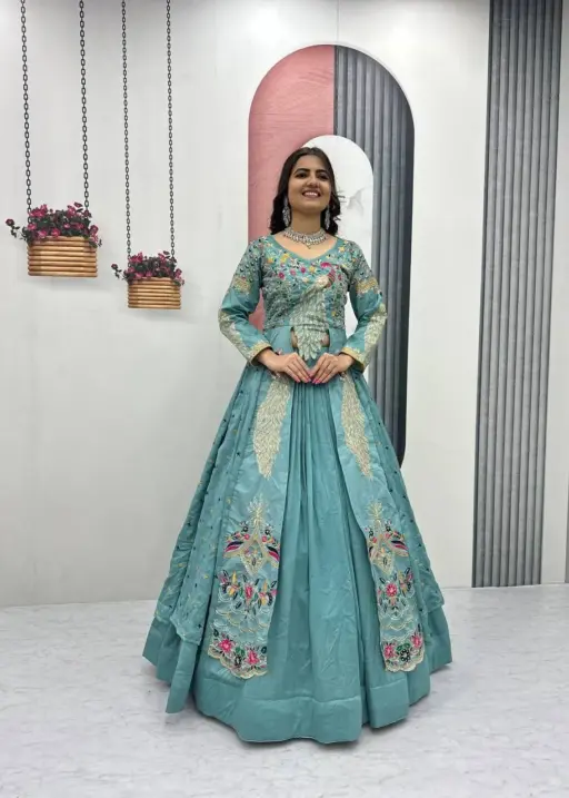 Festive Special Shrug Style Embroidery Lehenga
