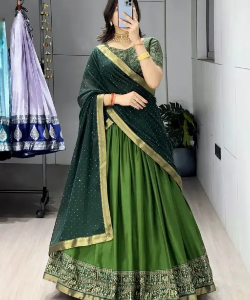 Green Color Traditional Patola Lehenga