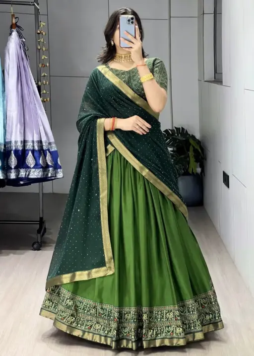 Green Color Traditional Patola Lehenga