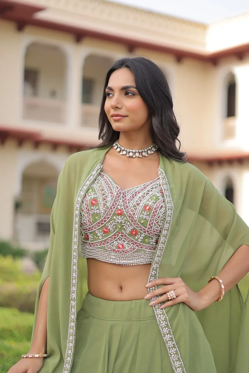 Green Readymade Lehenga with Koti Style