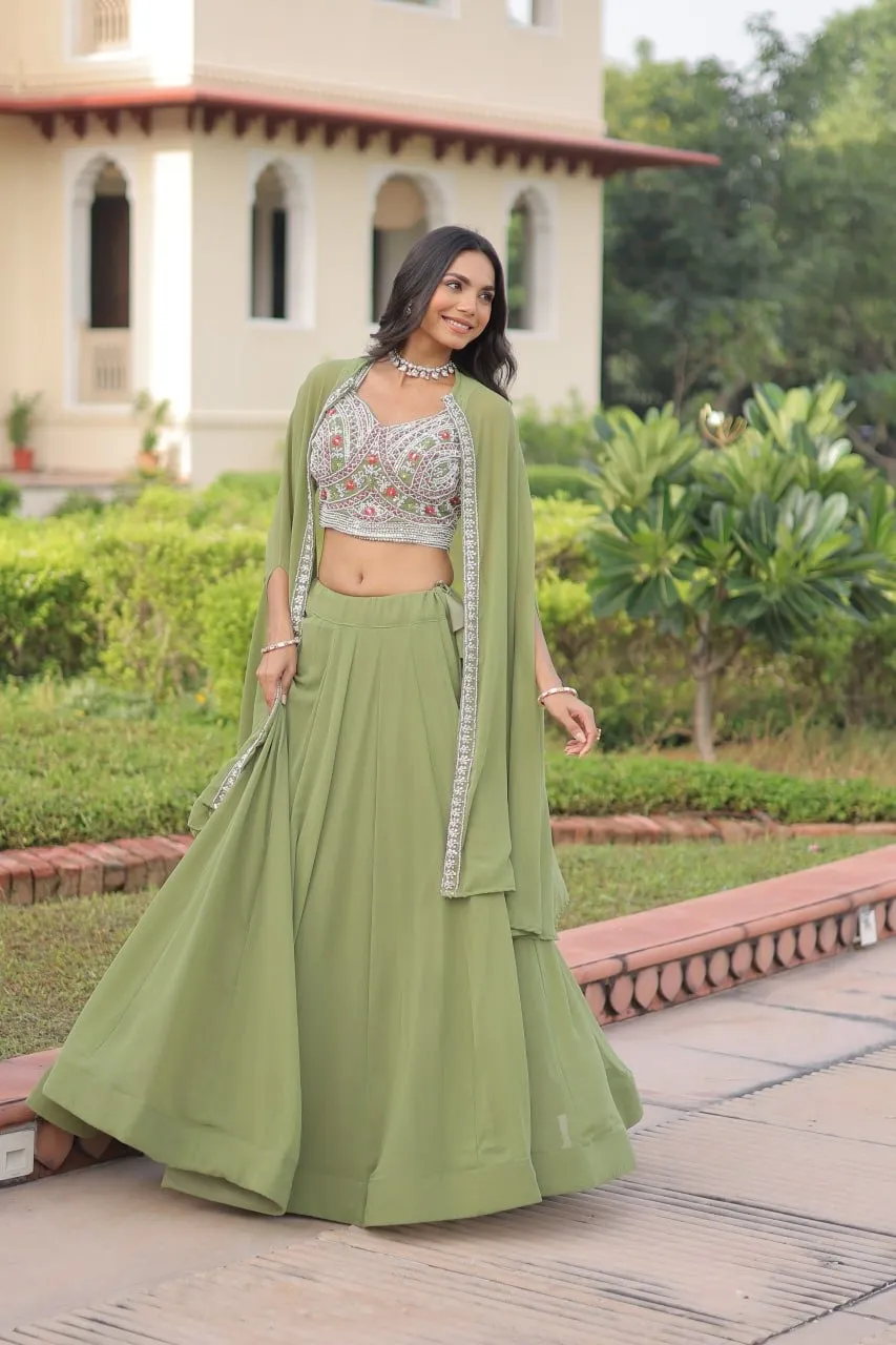 Green Readymade Lehenga with Koti Style - Image 2