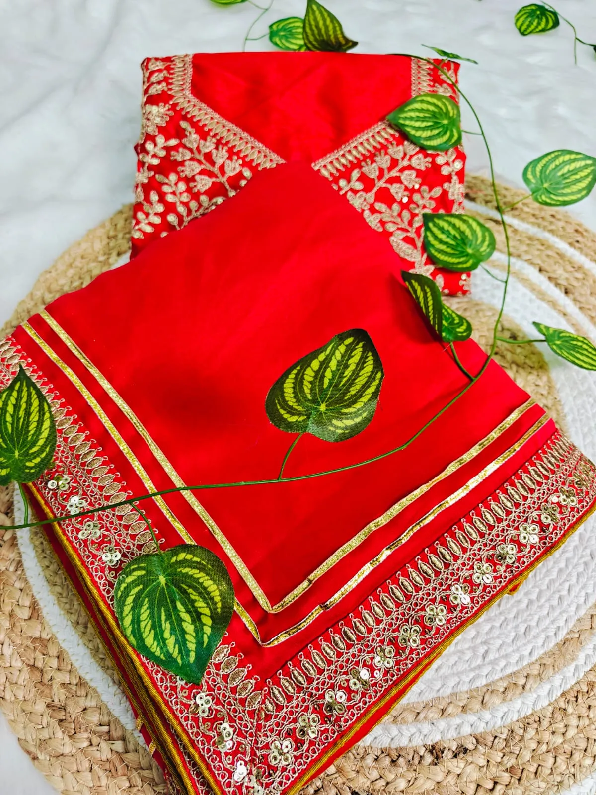 Kajal Aggarwal Inspired Red Saree - Image 2