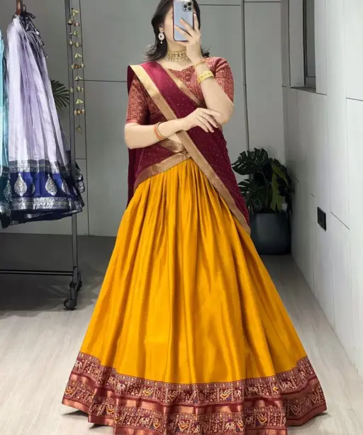 Mustard Color Traditional Patola Lehenga