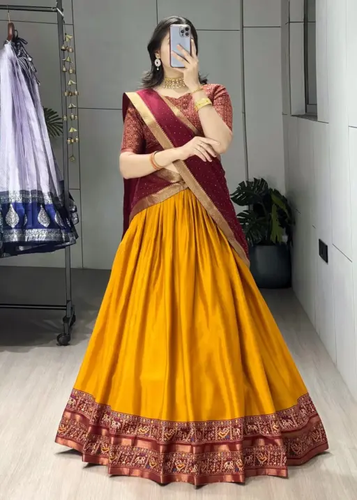 Mustard Color Traditional Patola Lehenga