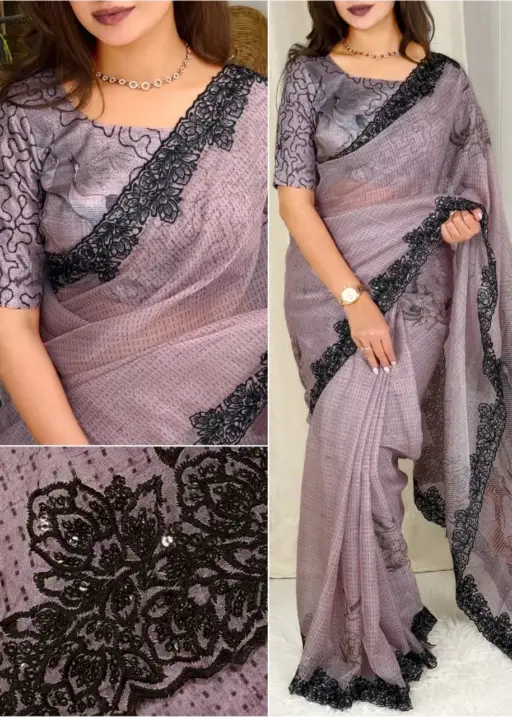 Party Organza Saree with Sequence Border