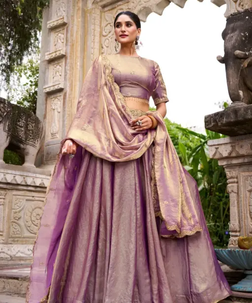Pastel Lavender Shiny Party Lehenga Choli